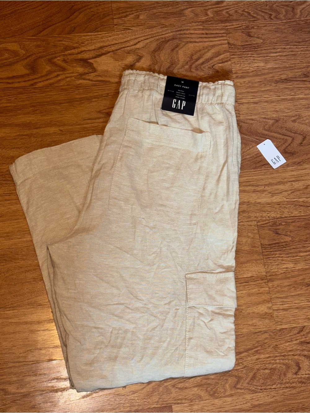 GAP Lightweight Cargo Linen Blend Pants - Cream
